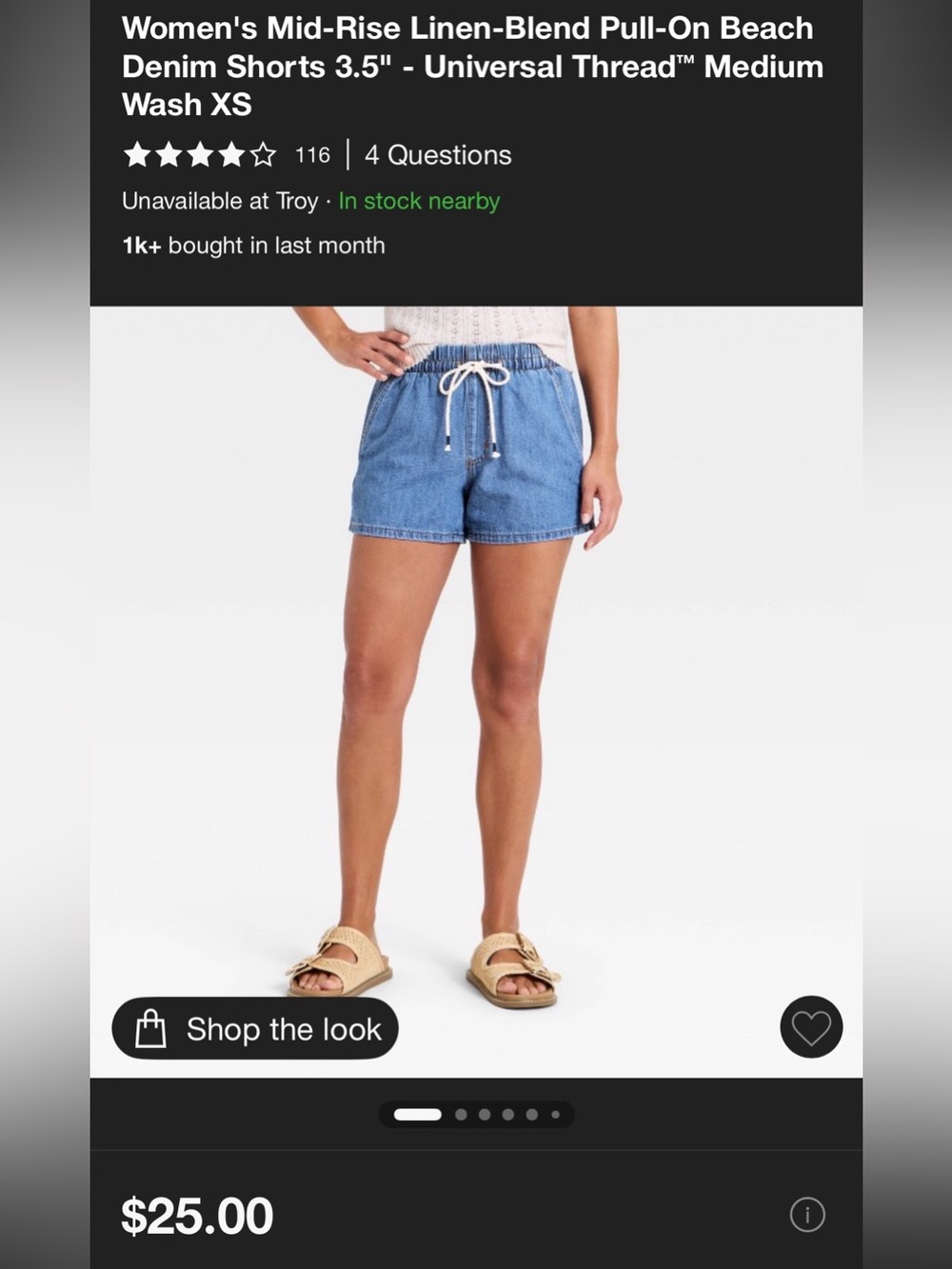 Target Universal Thread Blue Denim Drawstring Jean Shorts - Picture 3 of 4